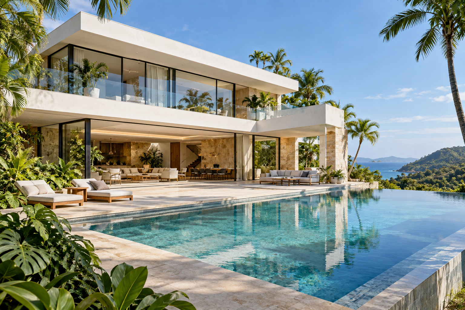 Arquitetura contemporânea com piscina, imagem ilustrativa